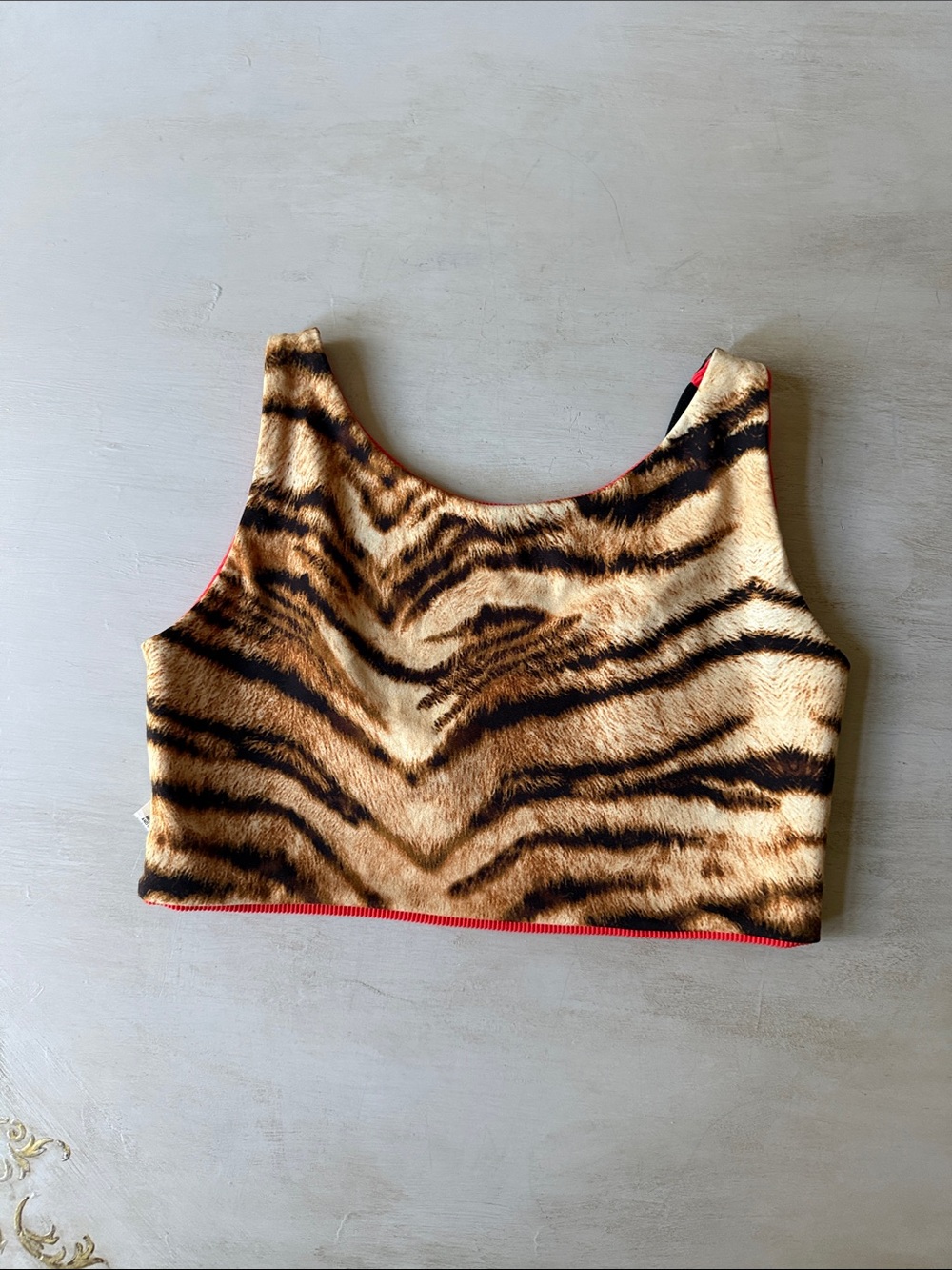 Tiger Friday Sage Reversible Crop Top-Cherry/Tiger